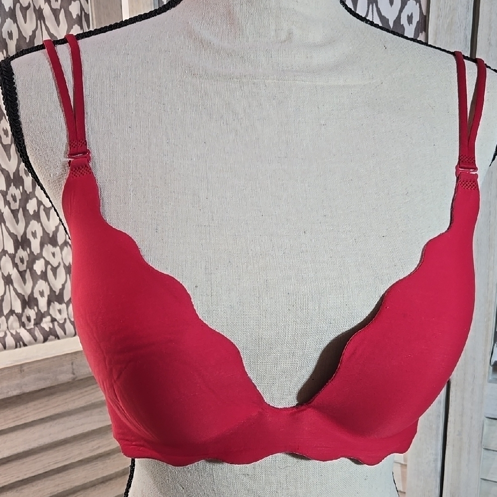 Victoria Secret  Red Secret Embrace Pushup Underwire Bra 2 Hook Adjustable 36D